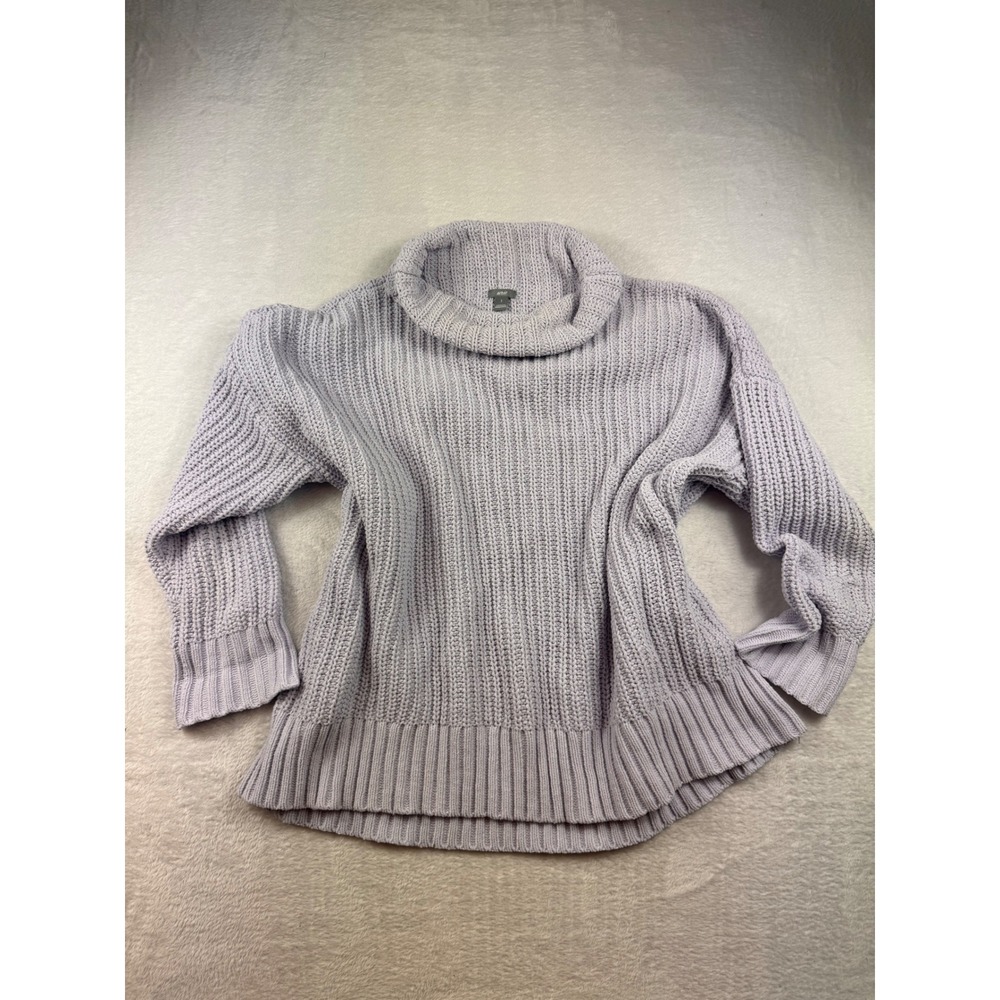 Aerie Lavender Purple Chenille Cowl Neck Ribbed Knit Sweater Small